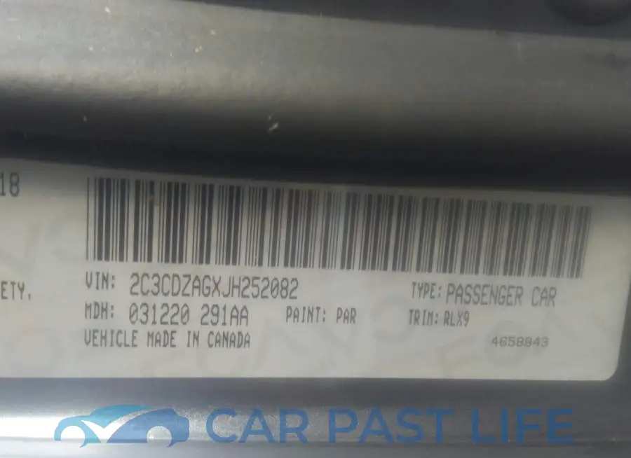 2C3CDZAGXJH252082# 9