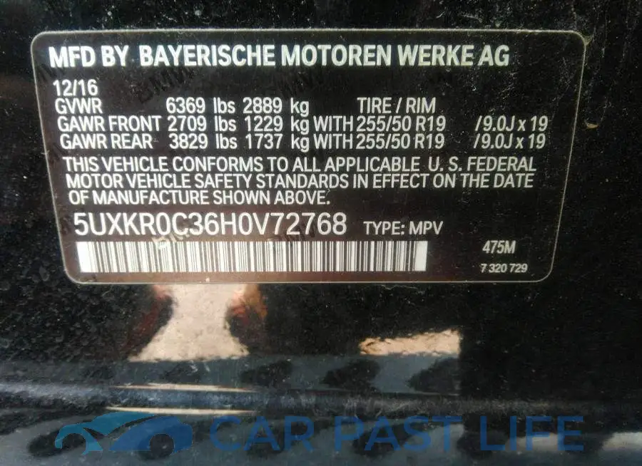 5UXKR0C36H0V72768# 9