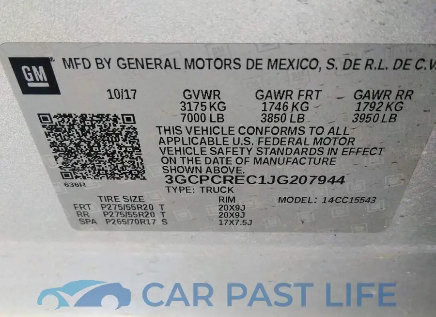 3GCPCREC1JG207944# 9