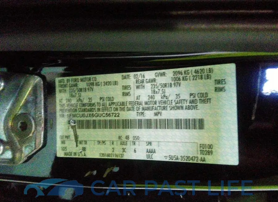 1FMCU0JX6GUC56722# 9