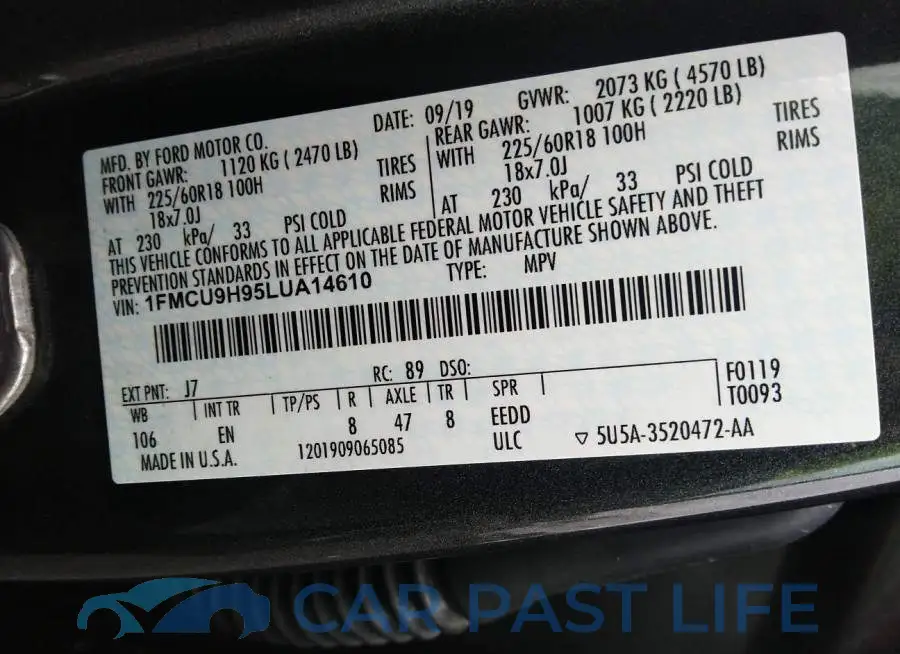1FMCU9H95LUA14610# 9