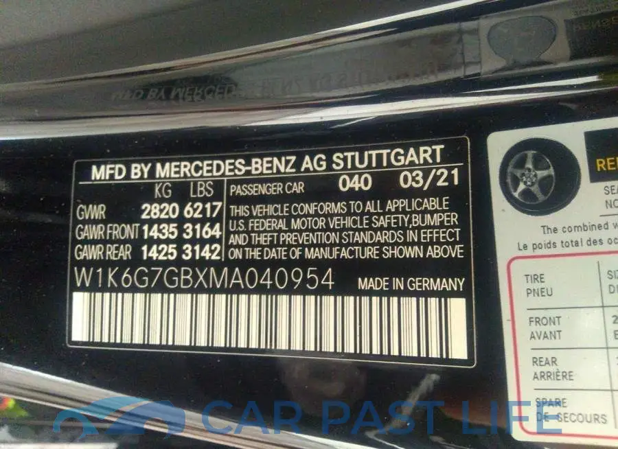 W1K6G7GBXMA040954# 9