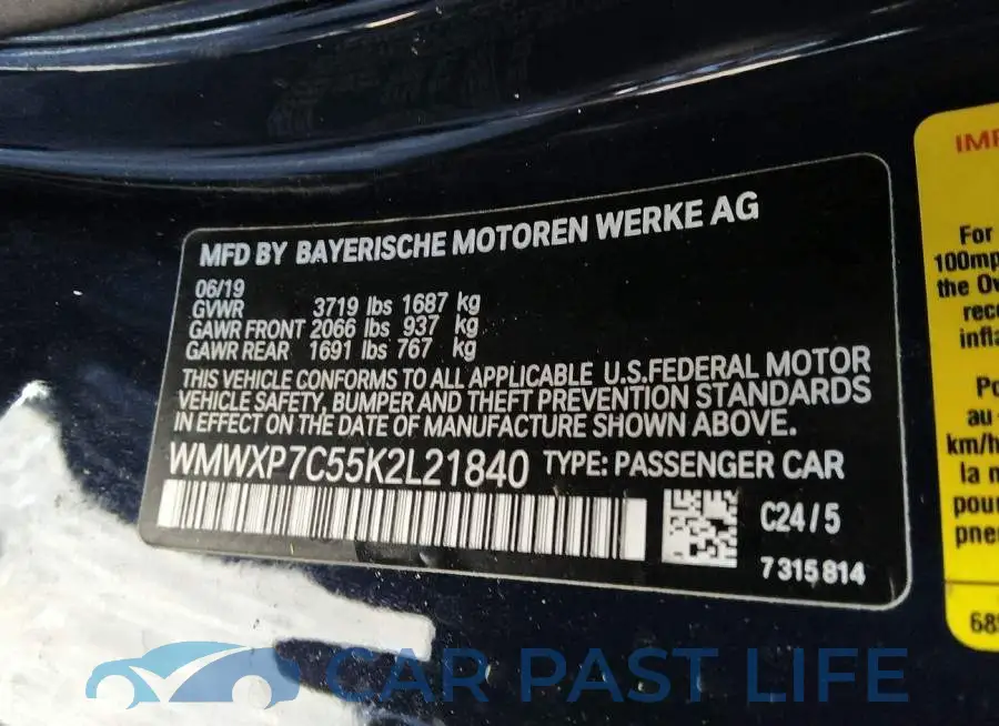 WMWXP7C55K2L21840# 9