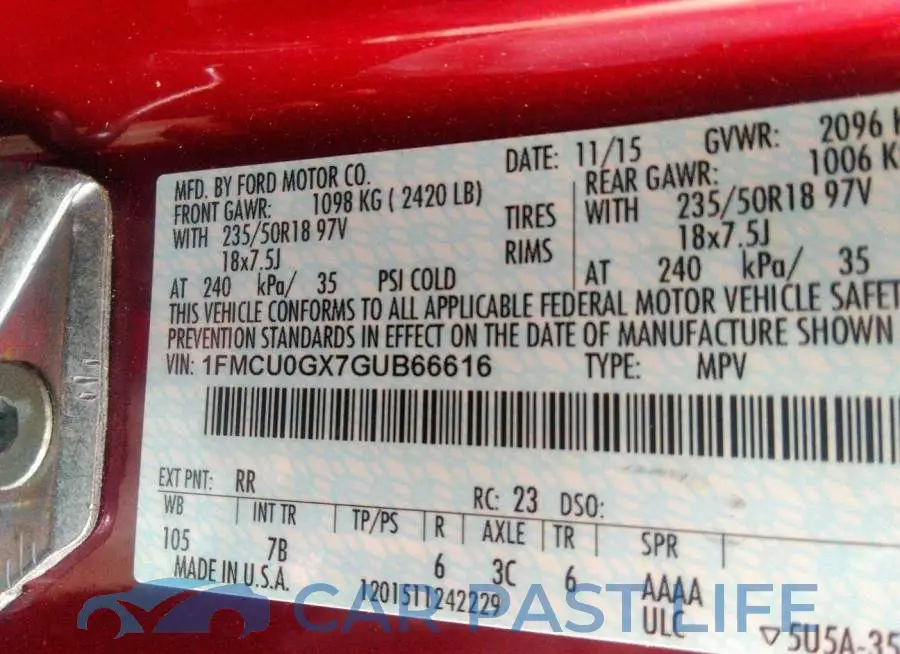 1FMCU0GX7GUB66616# 9