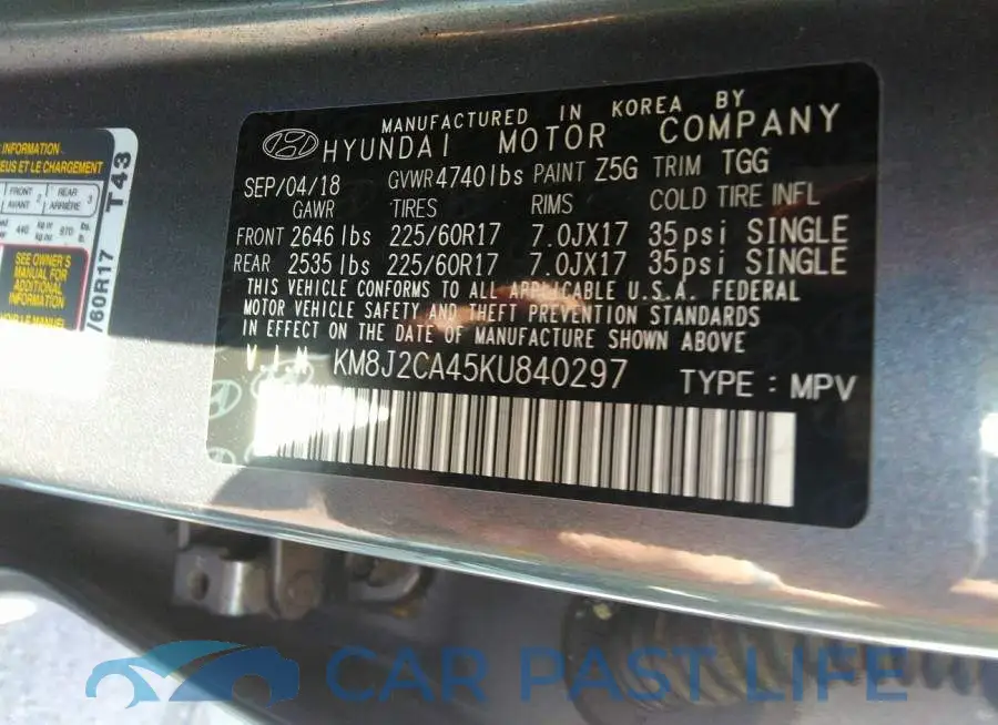 KM8J2CA45KU840297# 9