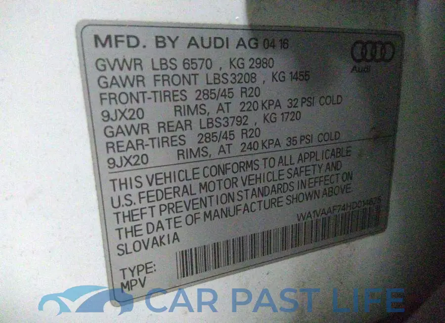 WA1VAAF74HD014625# 9