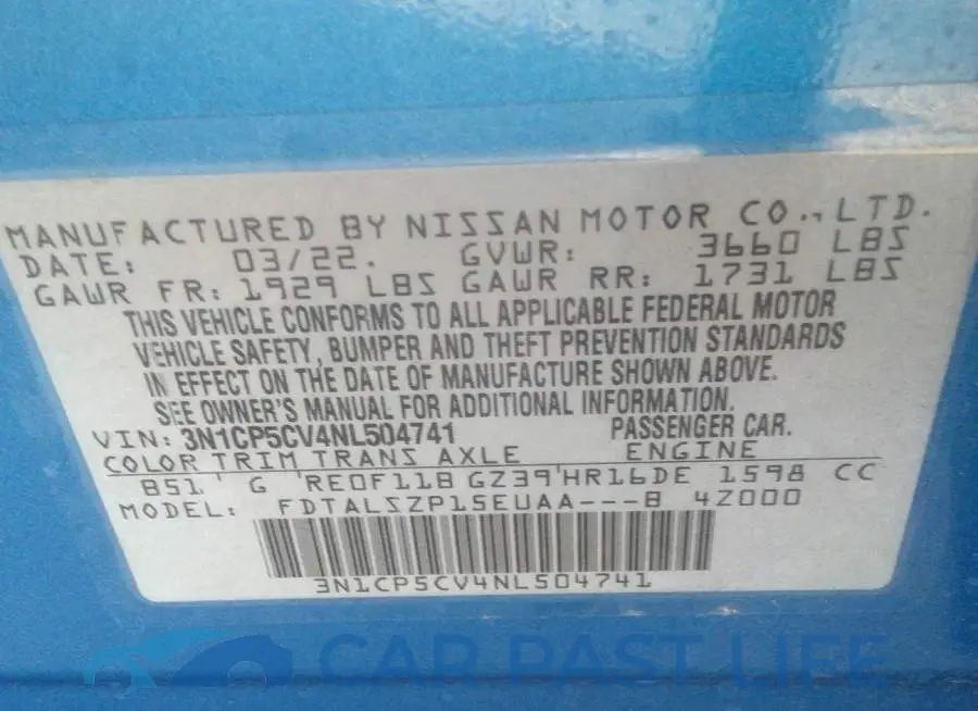 3N1CP5CV4NL504741# 9