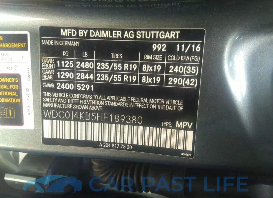 WDC0J4KB5HF189380# 9