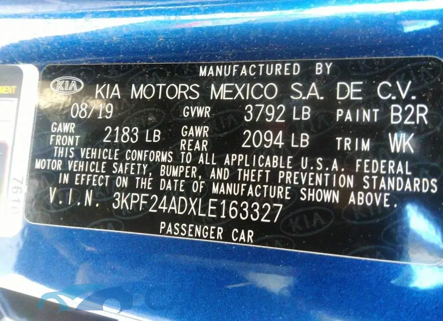 3KPF24ADXLE163327# 9