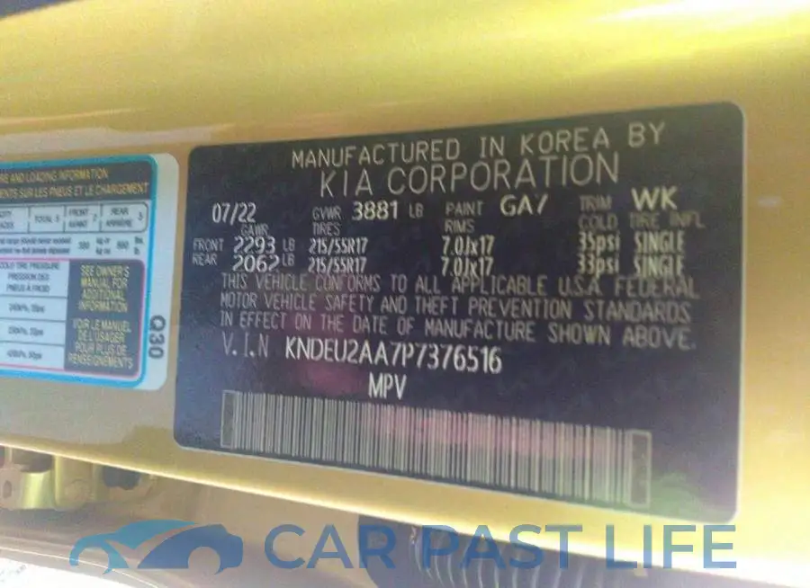 KNDEU2AA7P7376516# 9