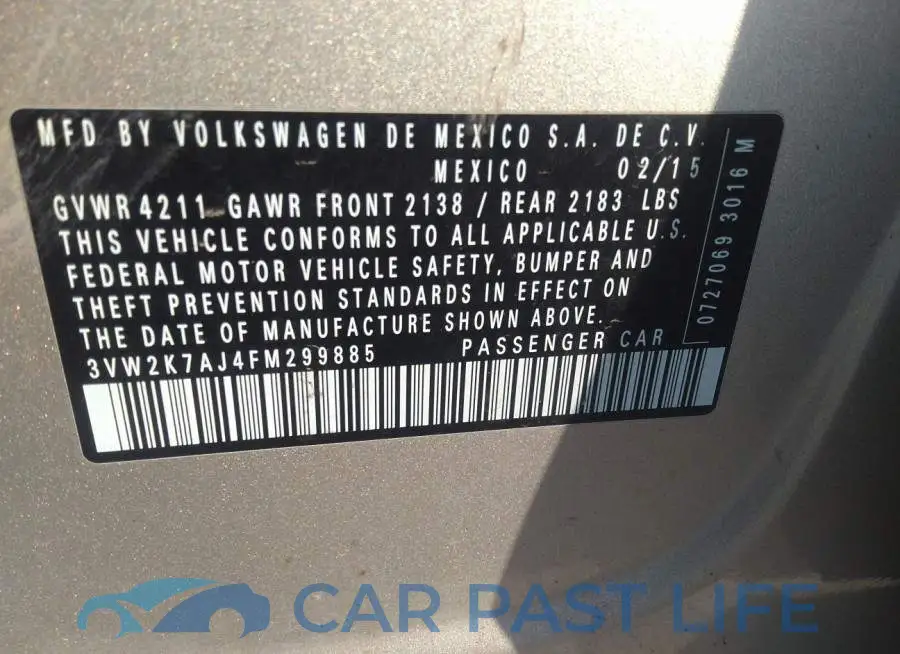3VW2K7AJ4FM299885# 9