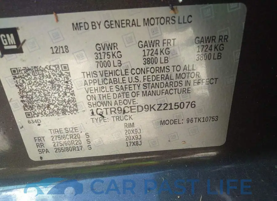 1GTR9CED9KZ215076# 9