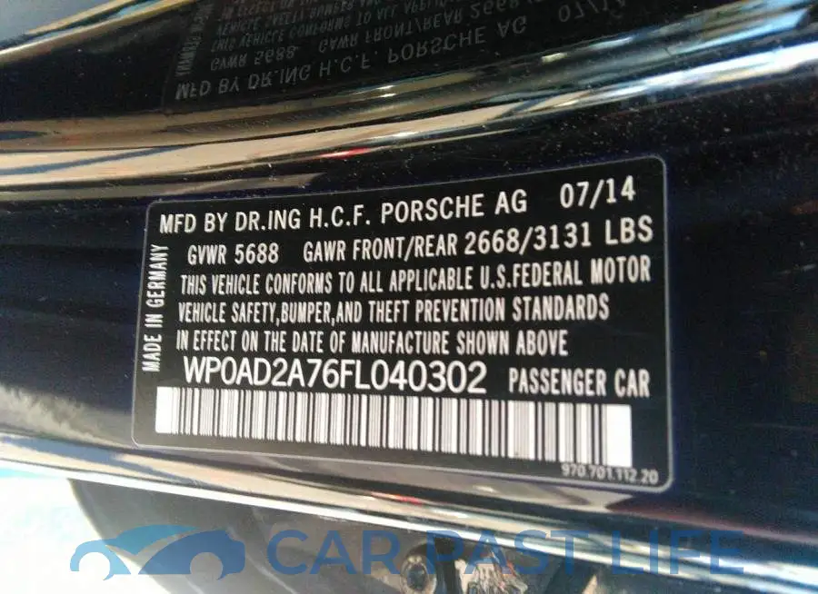 WP0AD2A76FL040302# 9