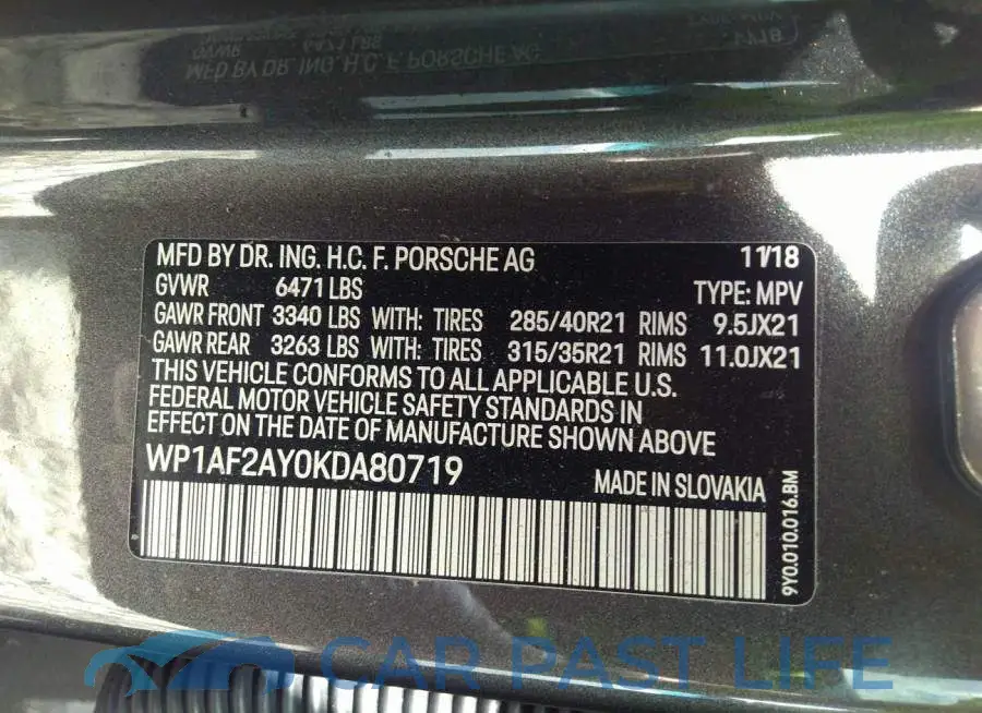 WP1AF2AY0KDA80719# 9