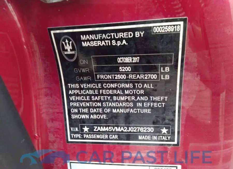 ZAM45VMA2J0276230# 9