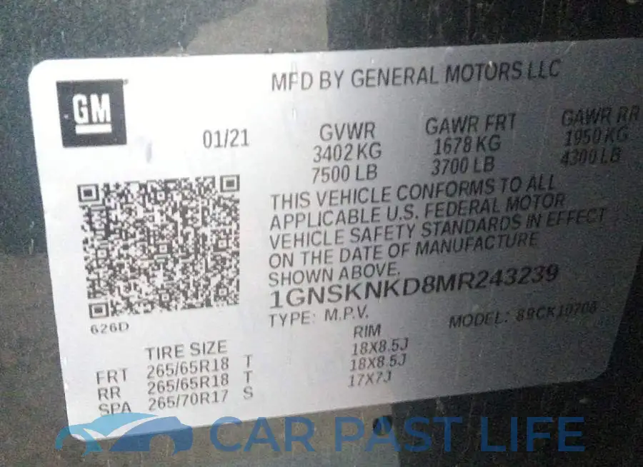 1GNSKNKD8MR243239# 9