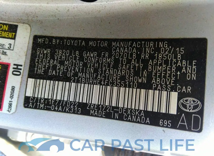 2T1BURHE4FC355110# 9