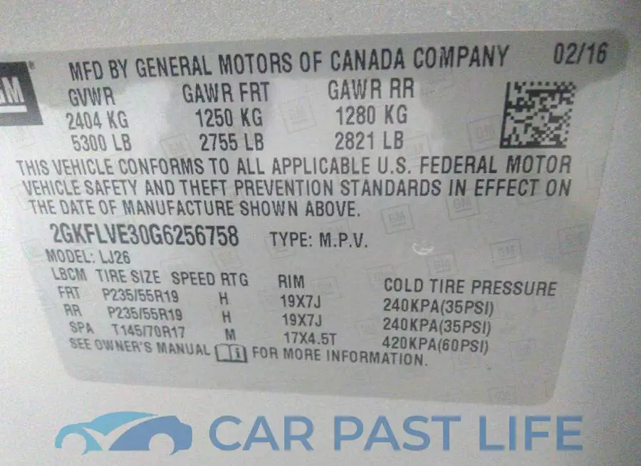 2GKFLVE30G6256758# 9