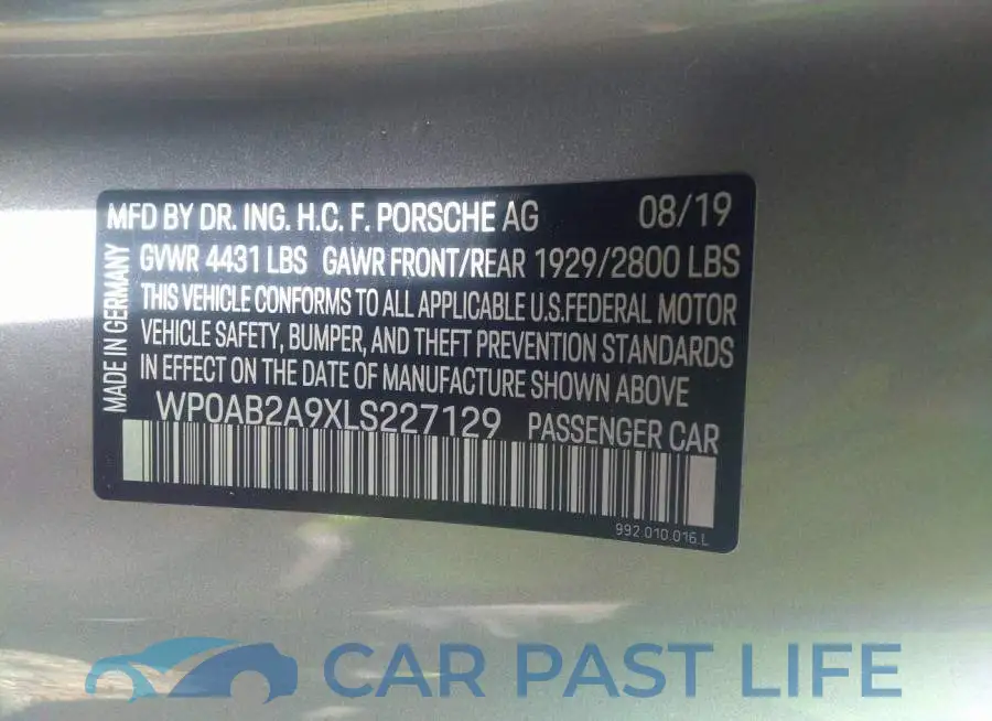 WP0AB2A9XLS227129# 9