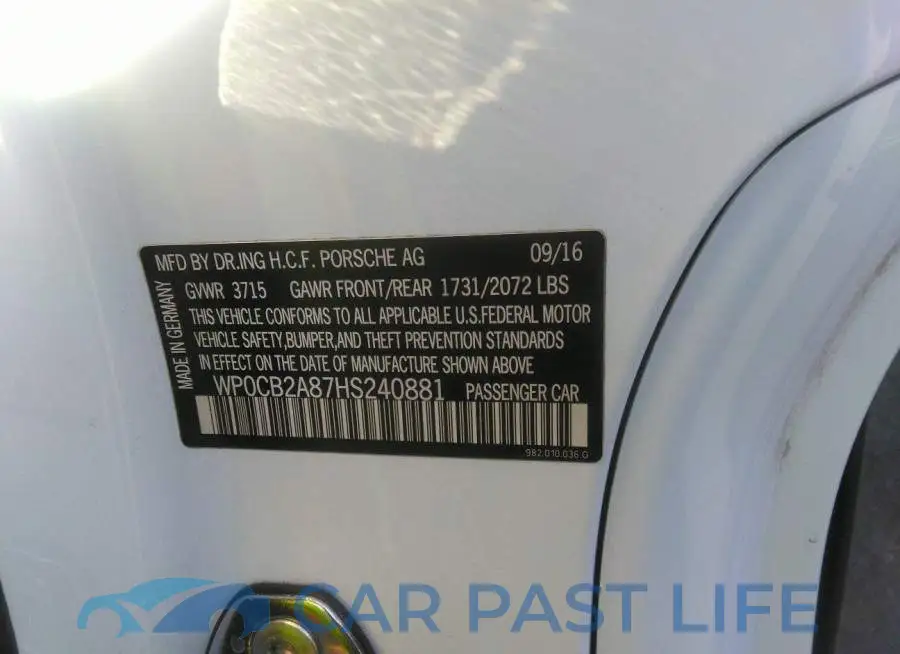 WP0CB2A87HS240881# 9