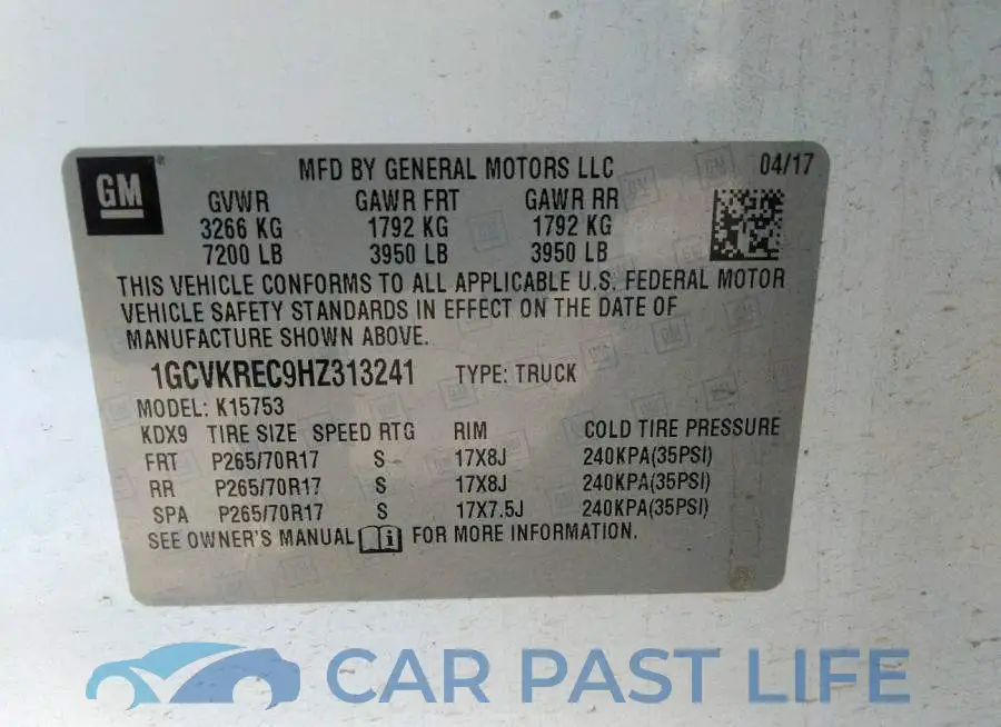 1GCVKREC9HZ313241# 9