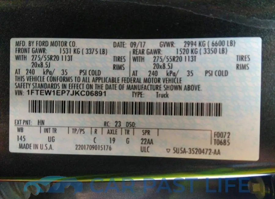 1FTEW1EP7JKC06891# 9