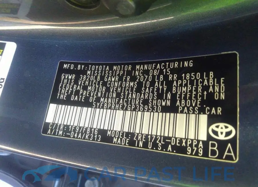 5YFBPRHE7GP369530# 9