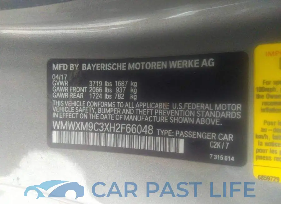WMWXM9C3XH2F66048# 9