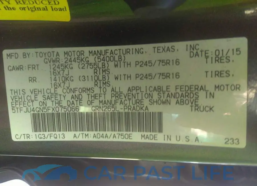 5TFJU4GN5FX075066# 9