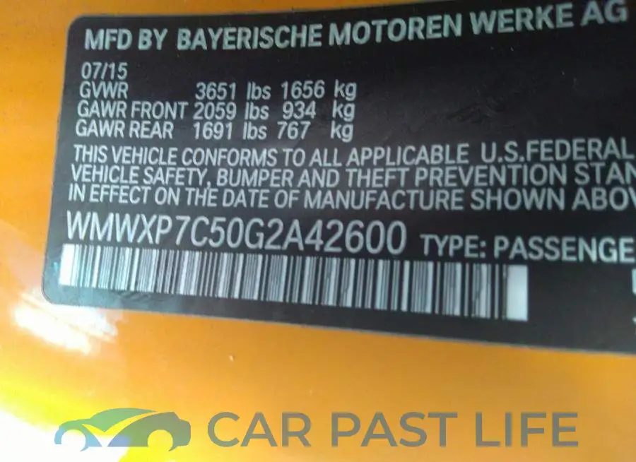 WMWXP7C50G2A42600# 9