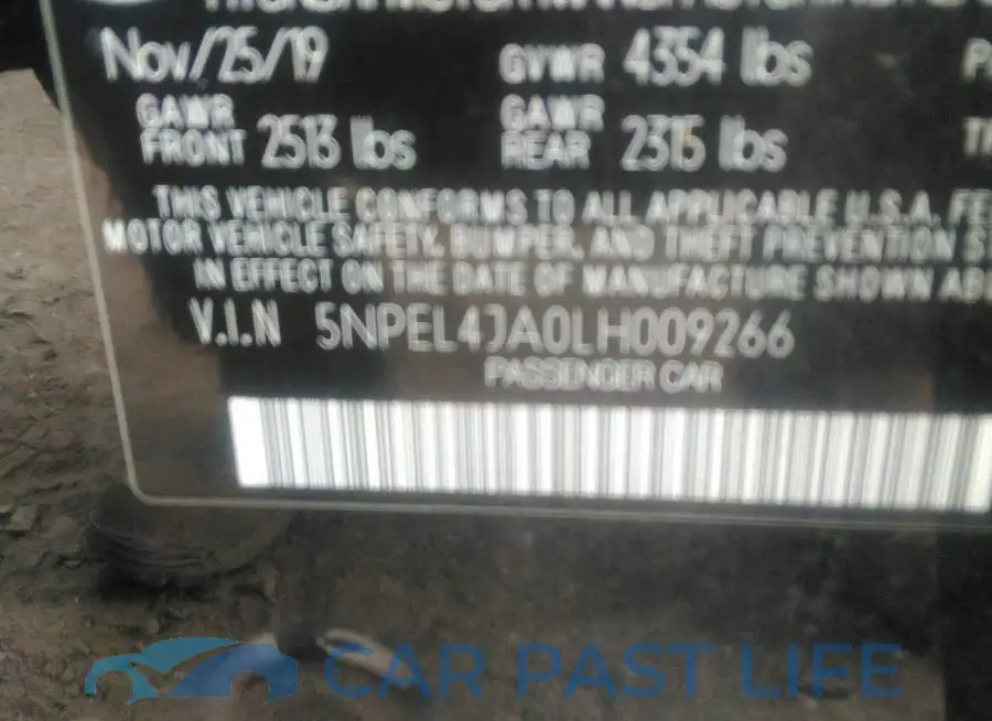 5NPEL4JA0LH009266# 9