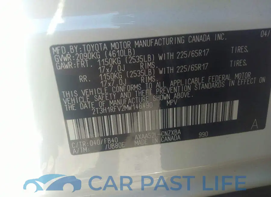 2T3H1RFV2MW146490# 9