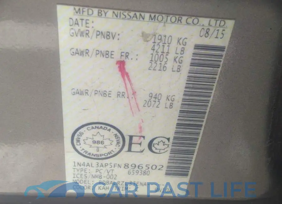 1N4AL3AP5FN896502# 9