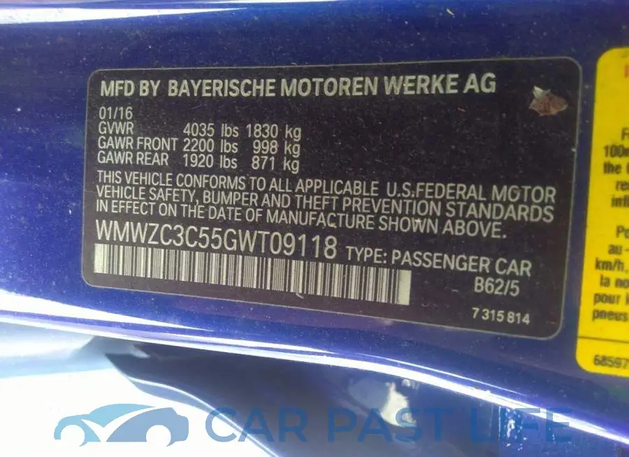 WMWZC3C55GWT09118# 9