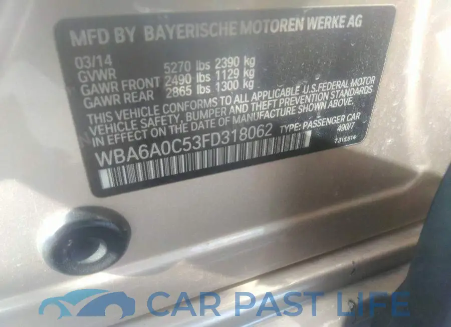 WBA6A0C53FD318062# 9