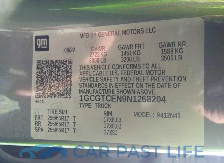 1GCGTCEN9N1268204# 9