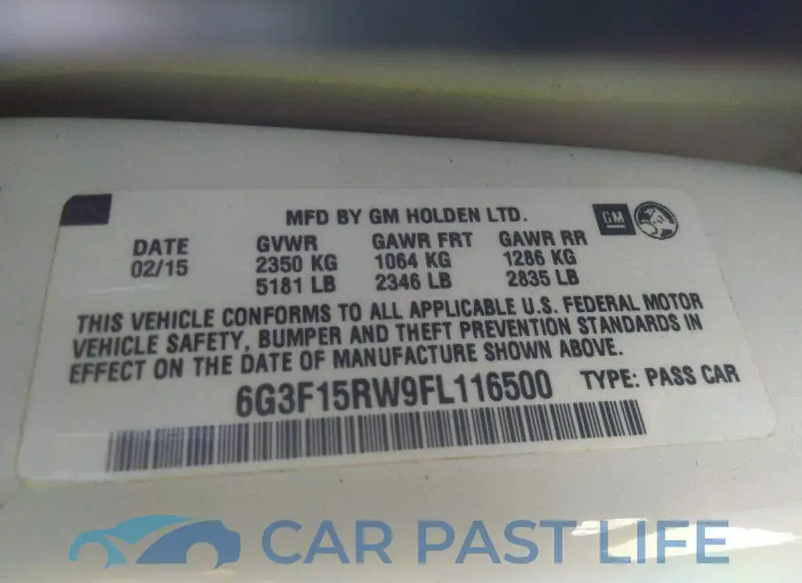 6G3F15RW9FL116500# 9