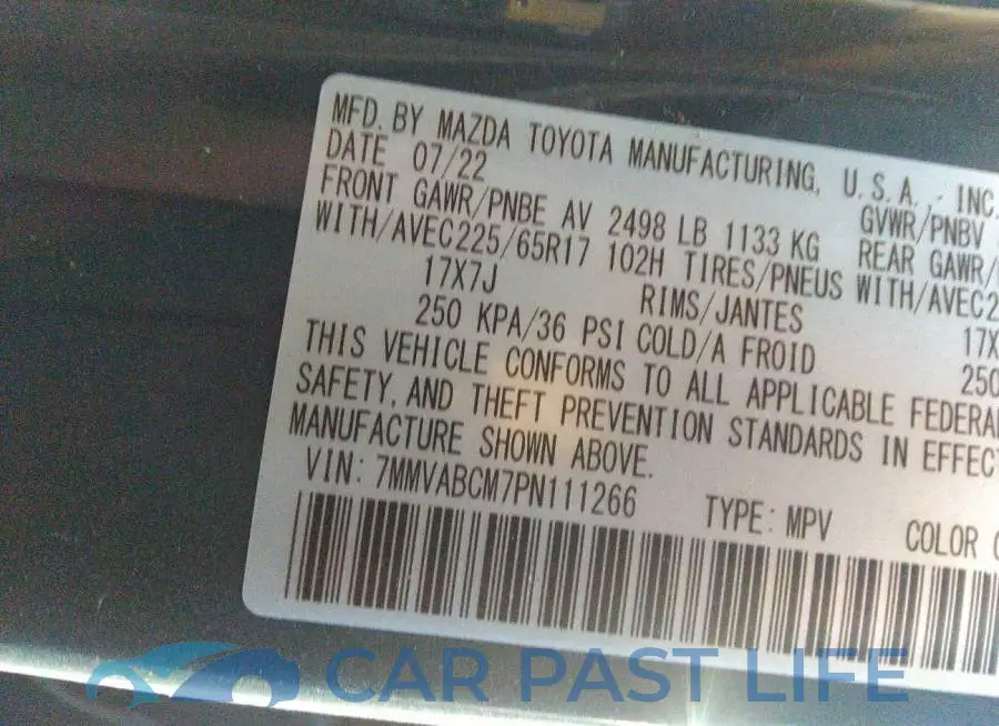 7MMVABCM7PN111266# 9