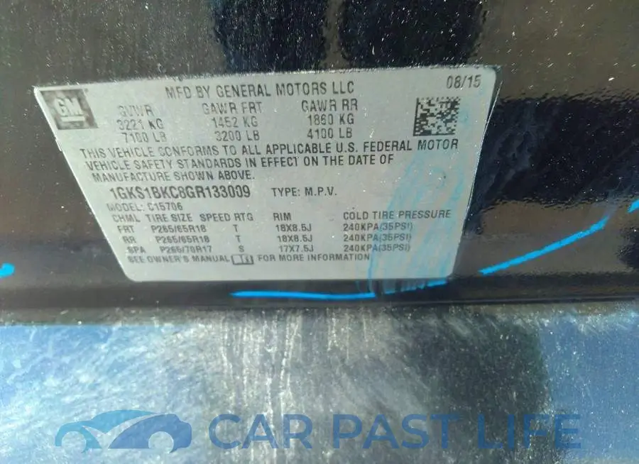 1GKS1BKC8GR133009# 9
