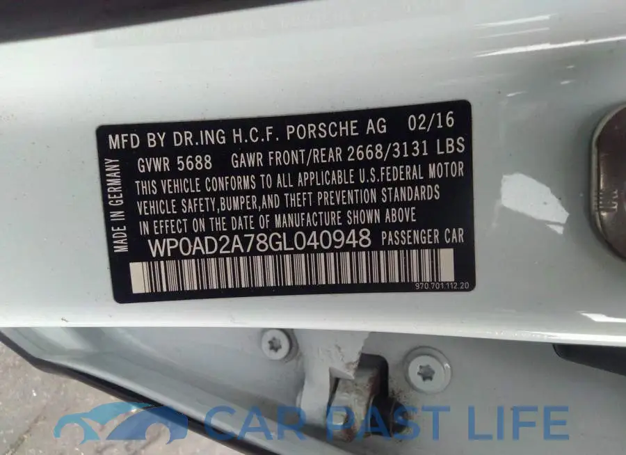 WP0AD2A78GL040948# 9