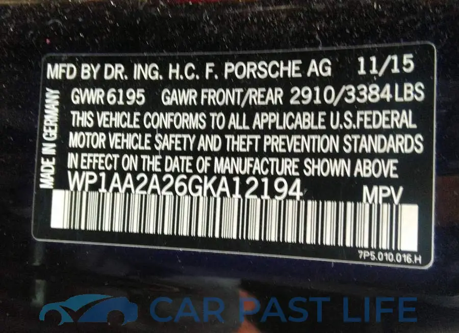 WP1AA2A26GKA12194# 9