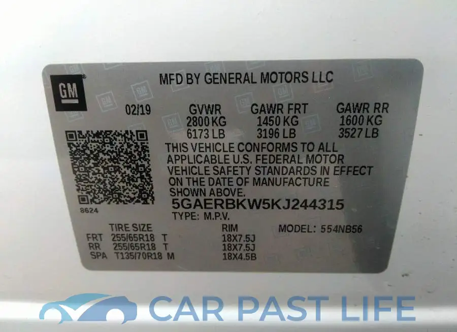 5GAERBKW5KJ244315# 9