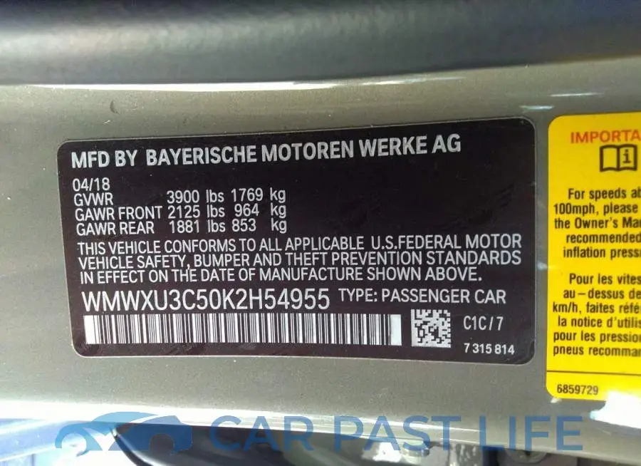 WMWXU3C50K2H54955# 9