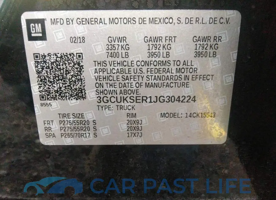 3GCUKSER1JG304224# 9