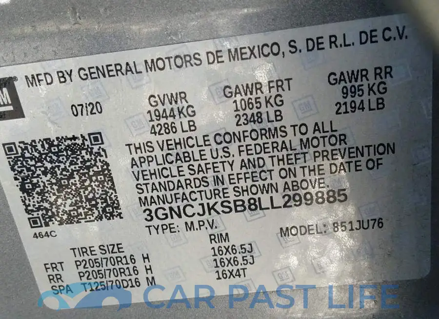 3GNCJKSB8LL299885# 9