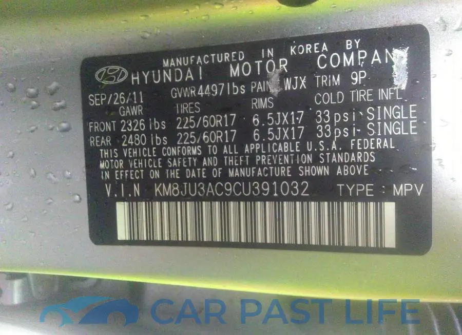 KM8JU3AC9CU391032# 9
