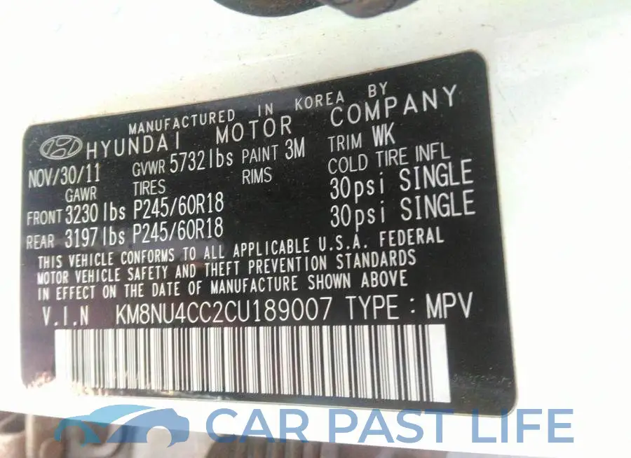 KM8NU4CC2CU189007# 9