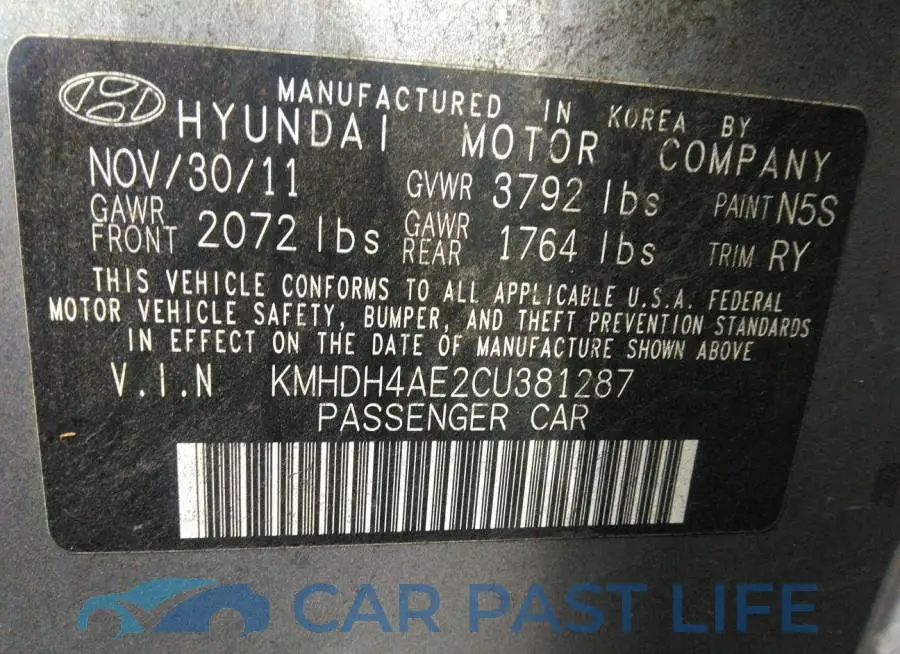 KMHDH4AE2CU381287# 9