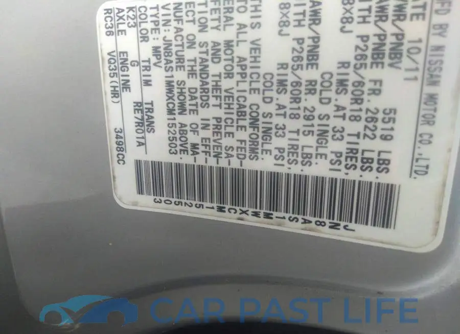 JN8AS1MWXCM152503# 9