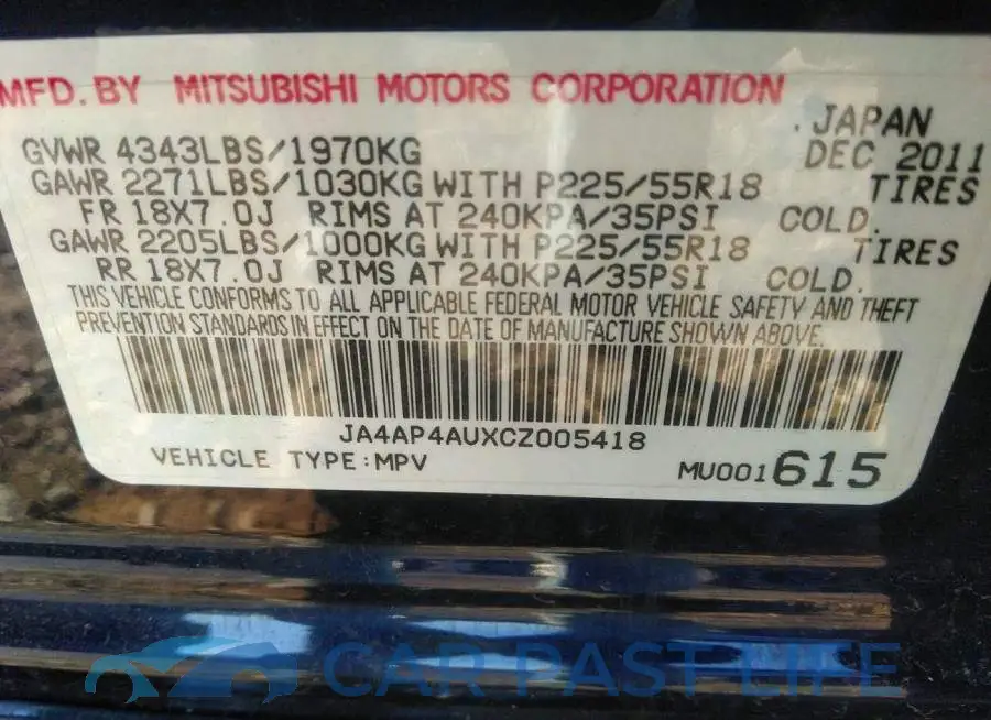 JA4AP4AUXCZ005418# 9